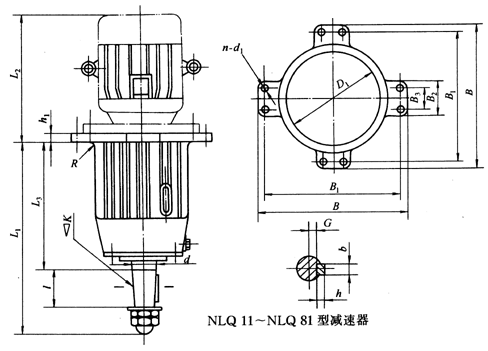 NLQ型行星齒輪減速機外形及安裝尺寸