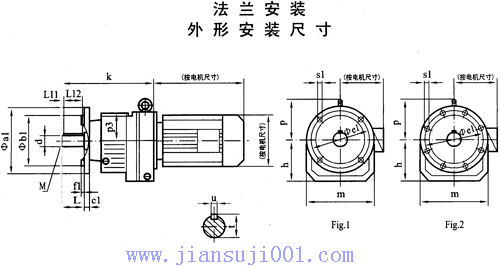 TXR37-TXR167斜齒輪減速電機法蘭安裝外形安裝尺寸