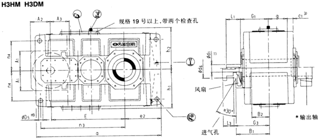 平行軸齒輪箱三級(jí)傳動(dòng)臥式安裝(H3.H,H3.M)